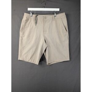 Hang Ten‎ Mens Hybrid Board Shorts Tan Khaki Flat Front Stretch Casual Size 34